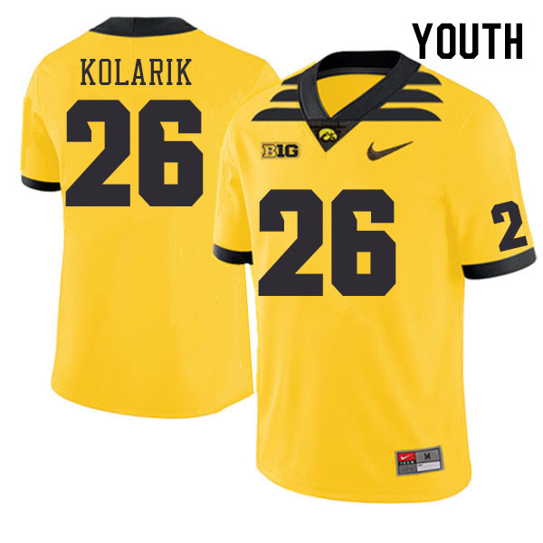 Youth #26 Kael Kolarik Iowa Hawkeyes College Football Jerseys Stitched-Gold - Click Image to Close